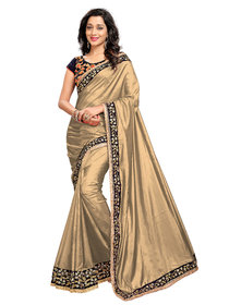 Bigben Textile Women's Beige Georgette Ruffle Saree With Blouse
