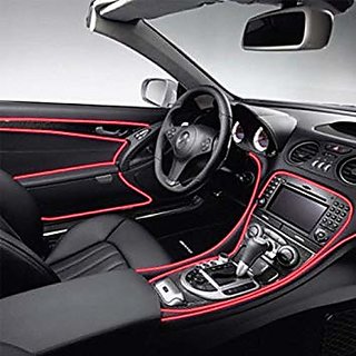 Auto Addict Red Color 12v 5mtrs Roll Cold Light Car Socket Strip Neon Lamp Creator Decor Interior Lighting For Tata Zest