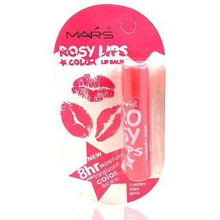 Mars Roosy Lip Color Lip Balm Cherrry Kiss Free Liner  Rubber Band