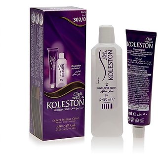 Wella Koleston Hair Color Creme - 302/0 Black - 50ml (Pack Of 3)