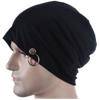 Black Beanie Cap With Ring