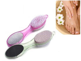 BEST QUALITY 4 in 1 Multi-use Foot Care Brush Pumice Scrubber Pedicure Tool Set Pack Of 1 ( Multi color )