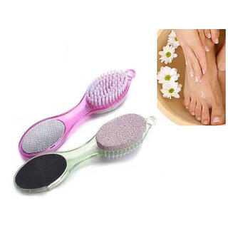                       BEST QUALITY 4 in 1 Multi-use Foot Care Brush Pumice Scrubber Pedicure Tool Set Pack Of 1 ( Multi color )                                              