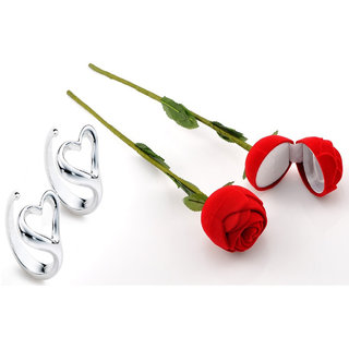 Valentine Gift Couple Ring for Girlfriend Boyfriend with Red Rose Box Platinum Plating Valentine Day Gift