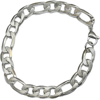 Sullery 9mm widthFigaro Link Chain Silver  Stainless Steel  Bracelet For Men And Women