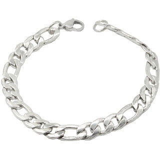 Sullery 8mm widthFigaro Link Chain Silver  Stainless Steel  Bracelet For Men And Women