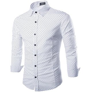 Buy 29K Mens Slimfit White Dotted Shirt Online - Get 50% Off