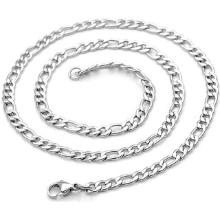 Sullery 6mm Thickness Figaro Link With Lobster Clasp Silver Stainless Steel Chain For Men And Women