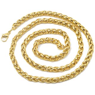 Sullery 6mm Thickness Braided Wheat Link  Rope Gold Stainless Steel Chain For Men And Women