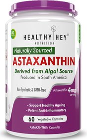 HealthyHey Nutrition Astaxanthin Naturally Sourced from Algae  NonSynthetic  Support Healthy Ageing 60 Veg Cap