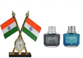 love4ride Carpoint Combo of Indian Flag With Clock And Concept Car Air Freshener Perfume (Single Perfume - Assorted Color)