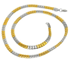 Sullery  4mm Thickness Dual Tone Gold Silver Snake Link Fashion Unisex Chain For Men And Women