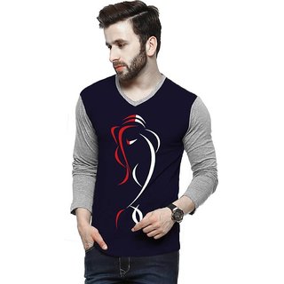 Buy 29K Men's Ganesh Navy Grey Milanch Full Sleevs V. Neck ...