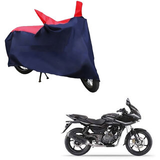                       AutoRetail Dust Proof Two Wheeler Polyster Cover for Bajaj Pulsar 200 NS (Mirror Pocket, Red and Blue Color)                                              