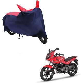                       AutoRetail Dust Proof Two Wheeler Polyster Cover for Bajaj Pulsar 220 F (Mirror Pocket, Red and Blue Color)                                              