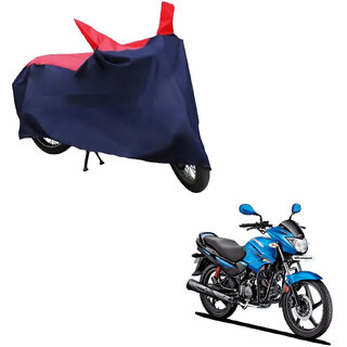                       AutoRetail Dust Proof Two Wheeler Polyster Cover for Hero Glamour Fi (Mirror Pocket, Red and Blue Color)                                              