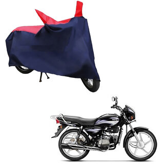                       AutoRetail Dust Proof Two Wheeler Polyster Cover for Hero Splendor Plus (Mirror Pocket, Red and Blue Color)                                              