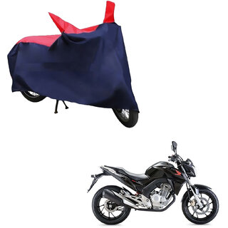                       AutoRetail Dust Proof Two Wheeler Polyster Cover for Honda CB Twister (Mirror Pocket, Red and Blue Color)                                              