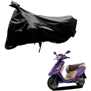                       AutoRetail Dust Proof Two Wheeler Polyster Cover for TVS Zest 110 (Mirror Pocket, Black Color)                                              