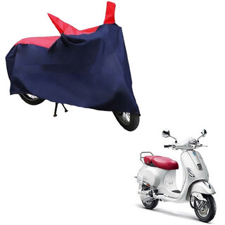                       AutoRetail Dust Proof Two Wheeler Polyster Cover for Piaggio Vespa Elegante (Mirror Pocket, Red and Blue Color)                                              