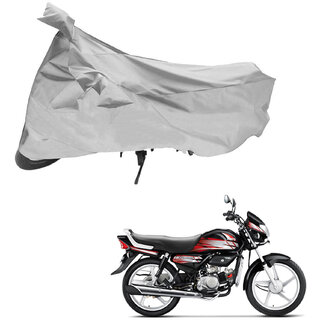                       AutoRetail UV Resistant Two Wheeler Polyster Cover for Hero HF Deluxe (Mirror Pocket, Silver Color)                                              