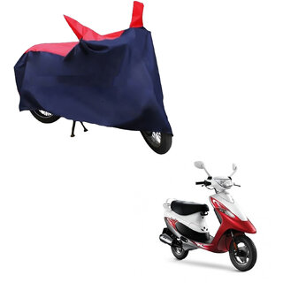                       AutoRetail Dust Proof Two Wheeler Polyster Cover for TVS Scooty Pep + (Mirror Pocket, Red and Blue Color)                                              