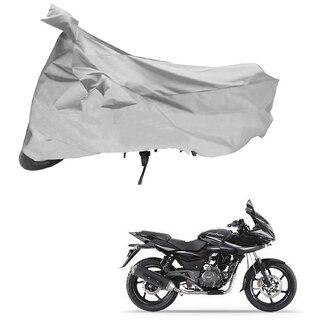                       AutoRetail Dust Proof Two Wheeler Polyster Cover for Bajaj Pulsar 200 NS (Mirror Pocket, Grey Color)                                              