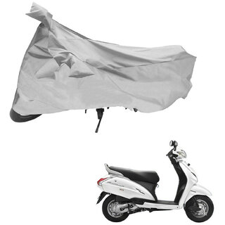                       AutoRetail UV Resistant Two Wheeler Polyster Cover for Honda Activa (Mirror Pocket, Silver Color)                                              