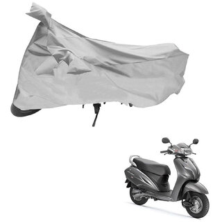                      AutoRetail UV Resistant Two Wheeler Polyster Cover for Honda Activa 3G (Mirror Pocket, Silver Color)                                              