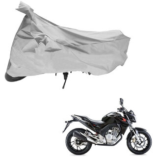                       AutoRetail UV Resistant Two Wheeler Polyster Cover for Honda CB Twister (Mirror Pocket, Silver Color)                                              