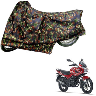                       AutoRetail Dust Proof Two Wheeler Polyster Cover for Bajaj DisPolyster Cover 150F (Mirror Pocket, Jungle Color)                                              