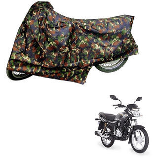                       AutoRetail Dust Proof Two Wheeler Polyster Cover for Bajaj Platina (Mirror Pocket, Jungle Color)                                              