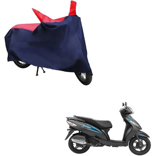                       AutoRetail Two Wheeler Polyster Cover for TVS Wego with Sun Protection (Mirror Pocket, Red and Blue Color)                                              