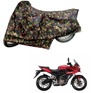                       AutoRetail Dust Proof Two Wheeler Polyster Cover for Bajaj Pulsar AS 200 (Mirror Pocket, Jungle Color)                                              