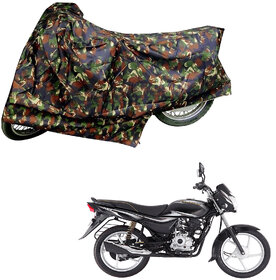 AutoRetail Two Wheeler Polyster Cover for Bajaj Platina 100 Es with Sun Protection (Mirror Pocket, Jungle Color)