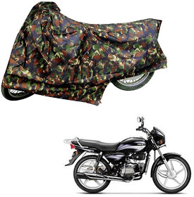AutoRetail Two Wheeler Polyster Cover for Hero Splendor Plus with Sun Protection (Mirror Pocket, Jungle Color)