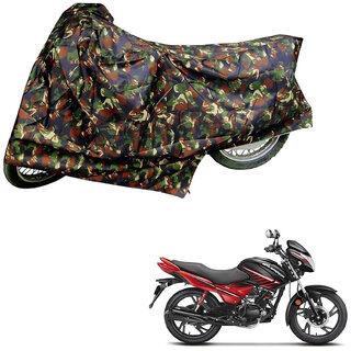                       AutoRetail Dust Proof Two Wheeler Polyster Cover for Hero Glamour (Mirror Pocket, Jungle Color)                                              