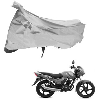                       AutoRetail UV Resistant Two Wheeler Polyster Cover for TVS Star City (Mirror Pocket, Silver Color)                                              
