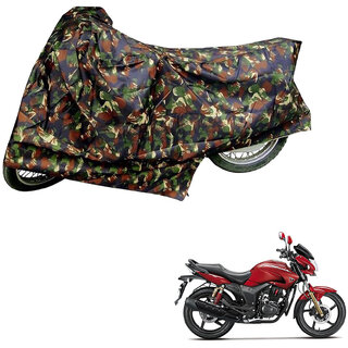                       AutoRetail Dust Proof Two Wheeler Polyster Cover for Hero Hunk (Mirror Pocket, Jungle Color)                                              