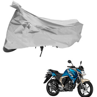                       AutoRetail UV Resistant Two Wheeler Polyster Cover for Yamaha FZ-S (Mirror Pocket, Silver Color)                                              
