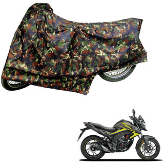                       AutoRetail Dust Proof Two Wheeler Polyster Cover for Honda CB Hornet 160R (Mirror Pocket, Jungle Color)                                              