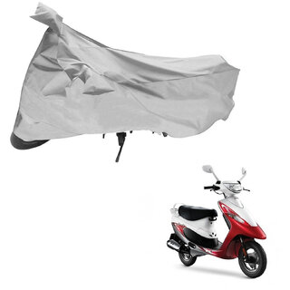                       AutoRetail Dust Proof Two Wheeler Polyster Cover for TVS Scooty Pep + (Mirror Pocket, Grey Color)                                              