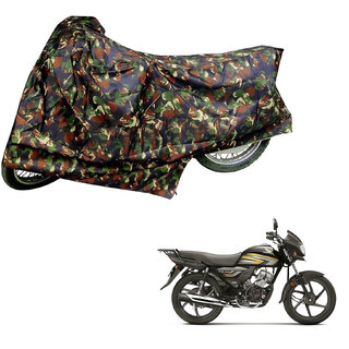                       AutoRetail Dust Proof Two Wheeler Polyster Cover for Honda CD 110 Dream (Mirror Pocket, Jungle Color)                                              