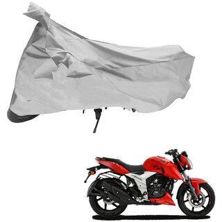                       AutoRetail Dust Proof Two Wheeler Polyster Cover for TVS Apache RTR 160 (Mirror Pocket, Grey Color)                                              