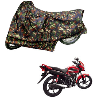                       AutoRetail Dust Proof Two Wheeler Polyster Cover for Honda Dream Yuga (Mirror Pocket, Jungle Color)                                              