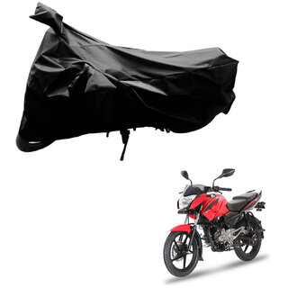                       AutoRetail UV Resistant Two Wheeler Polyster Cover for Bajaj Pulsar 135 LS (Mirror Pocket, Black Color)                                              