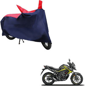 AutoRetail UV Resistant Two Wheeler Polyster Cover for Honda CB Hornet 160R (Mirror Pocket, Red and Blue Color)