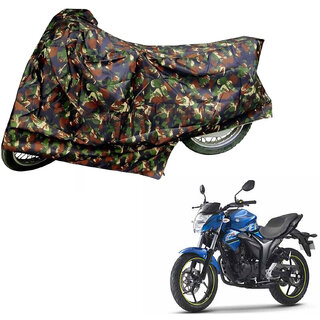                       AutoRetail Dust Proof Two Wheeler Polyster Cover for Suzuki Gixxer (Mirror Pocket, Jungle Color)                                              