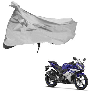 AutoRetail Two Wheeler Polyster Cover for Yamaha YZF-R15 with Sun Protection (Mirror Pocket, Grey Color)