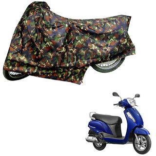 AutoRetail Two Wheeler Polyster Cover for Suzuki Access with Sun Protection (Mirror Pocket, Jungle Color)